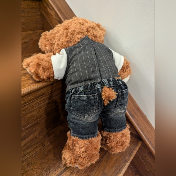 Build A Bear 2010 champ Brown Teddy Bear, Plush with  jeans and vest. - Picture 3 of 11